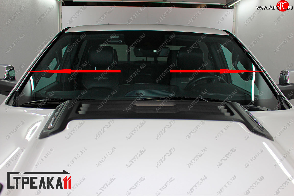 1 699 р. Водостоки (дефлектора) лобового стекла Стрелка 11  RAM 1500  DT (2018-2024) CREW Cab  с доставкой в г. Керчь