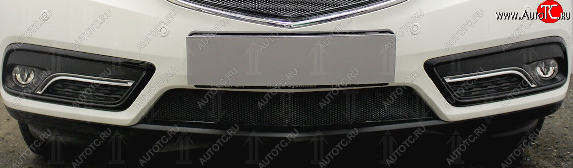 4 099 р. Защитная сетка радиатора в бампер Стрелка 11 Премиум (алюминий)  Acura MDX  YD3 (2013-2016) дорестайлинг (Цвет: черный)  с доставкой в г. Керчь