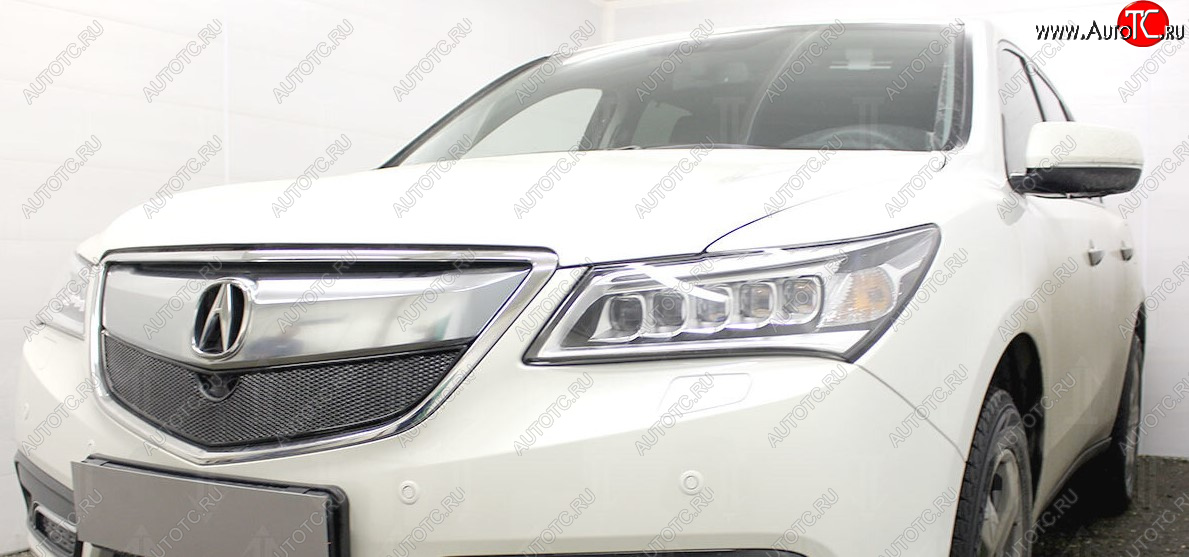 4 299 р. Защитная сетка решетки радиатора Стрелка 11 Премиум (алюминий)  Acura MDX  YD3 (2013-2016) дорестайлинг (Цвет: черный)  с доставкой в г. Керчь