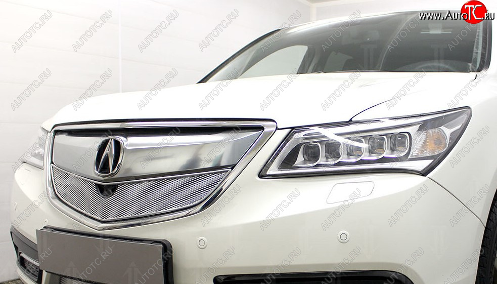 4 549 р. Защитная сетка решетки радиатора Стрелка 11 Премиум (алюминий)  Acura MDX  YD3 (2013-2016) дорестайлинг (Цвет: хром)  с доставкой в г. Керчь