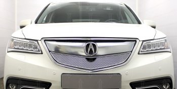4 549 р. Защитная сетка решетки радиатора Стрелка 11 Премиум (алюминий)  Acura MDX  YD3 (2013-2016) дорестайлинг (Цвет: хром)  с доставкой в г. Керчь. Увеличить фотографию 2