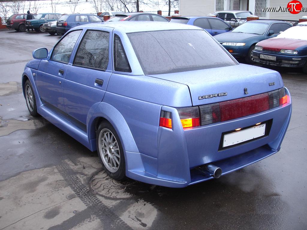 8 149 р. Задний бампер Я - Робот Лада 2110 седан (1995-2007) (С расширителями арок, Неокрашенный)  с доставкой в г. Керчь
