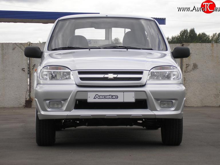 4 799 р. Передний бампер Аскет Chevrolet Niva 2123 дорестайлинг (2002-2008) (Неокрашенный)  с доставкой в г. Керчь