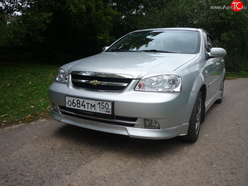 3 499 р. Накладка CTS на передний бампер автомобиля Chevrolet Lacetti седан (2002-2013) (Неокрашенная)  с доставкой в г. Керчь