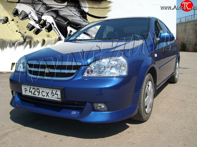 2 399 р. Накладка переднего бампера Tuning Zone Chevrolet Lacetti седан (2002-2013) (Неокрашенная)  с доставкой в г. Керчь