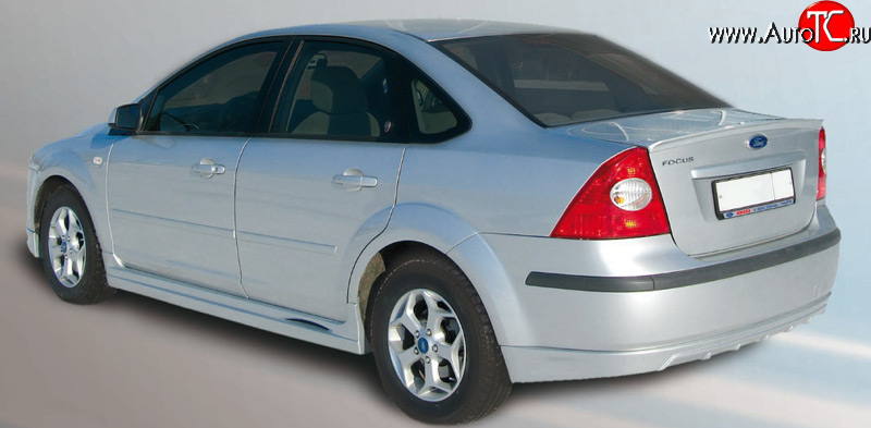 4 999 р. Накладка заднего бампера FT Ford Focus 2  седан дорестайлинг (2004-2008) (Неокрашенная)  с доставкой в г. Керчь