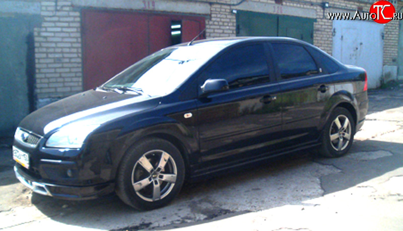 4 999 р. Накладка переднего бампера FT Ford Focus 2  седан дорестайлинг (2004-2008) (Неокрашенная)  с доставкой в г. Керчь