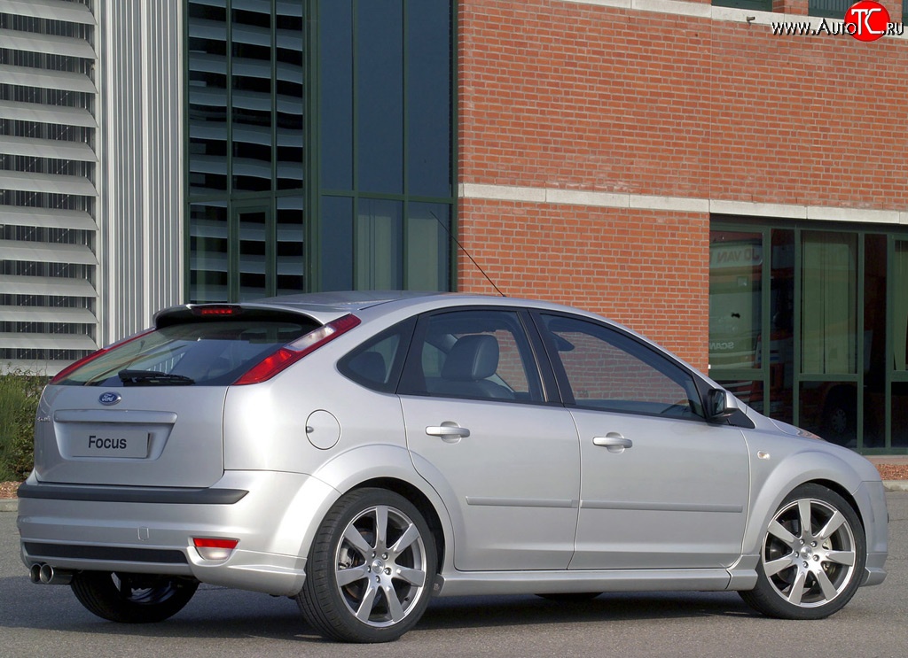 6 949 р. Накладка заднего бампера MS Ford Focus 2 хэтчбэк 3 дв. дорестайлинг (2004-2007) (Неокрашенная)  с доставкой в г. Керчь