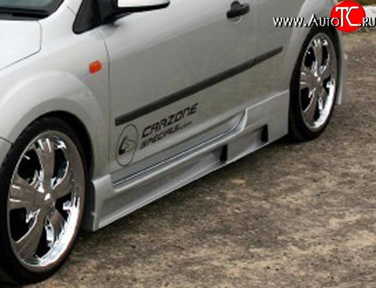5 599 р. Пороги накладки CarZone Futura Ford Focus 2 хэтчбэк 3 дв. рестайлинг (2007-2011) (Неокрашенные)  с доставкой в г. Керчь