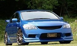 9 499 р. Передний бампер Bomex Style Honda Civic FD седан дорестайлинг (2005-2008) (Неокрашенный)  с доставкой в г. Керчь. Увеличить фотографию 2