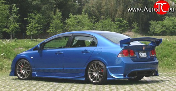 5 899 р. Пороги накладки Bomex Style Honda Civic FD седан дорестайлинг (2005-2008) (Неокрашенные)  с доставкой в г. Керчь