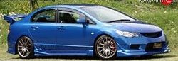 5 899 р. Пороги накладки Bomex Style Honda Civic FD седан дорестайлинг (2005-2008) (Неокрашенные)  с доставкой в г. Керчь. Увеличить фотографию 2