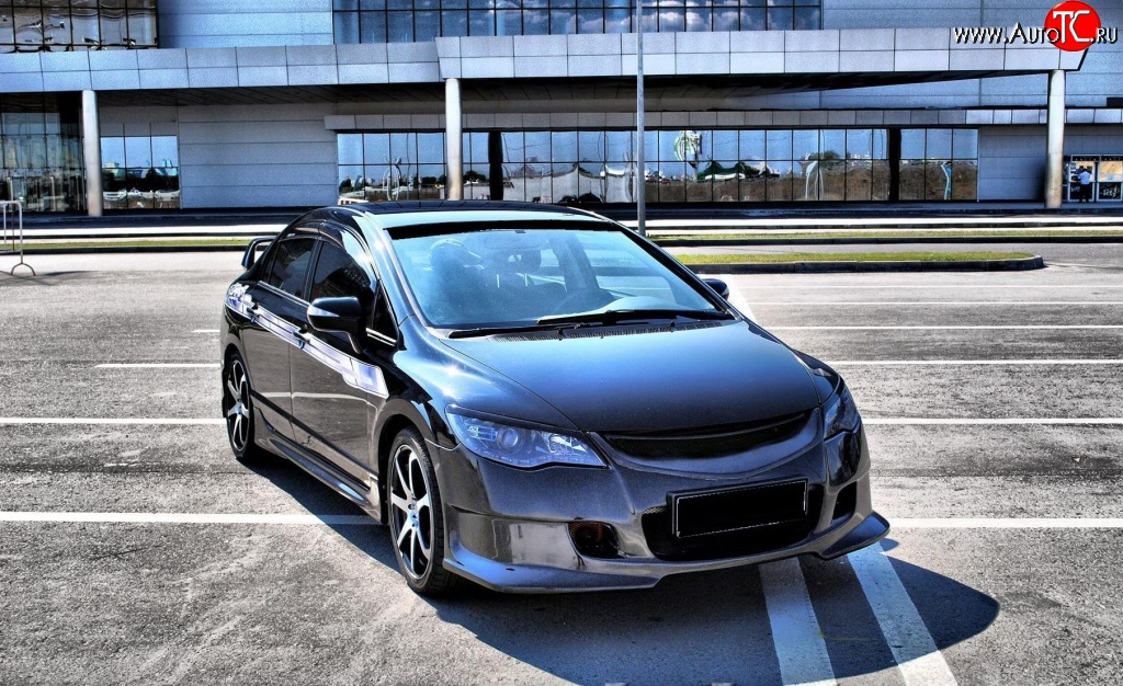 9 499 р. Передний бампер INGS+1 Honda Civic FD седан дорестайлинг (2005-2008) (Неокрашенный)  с доставкой в г. Керчь