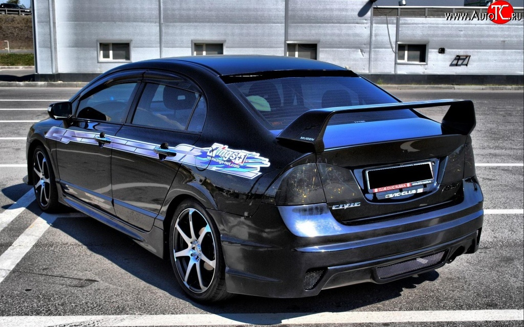 9 499 р. Задний бампер INGS+1 Honda Civic FD седан дорестайлинг (2005-2008) (Неокрашенный)  с доставкой в г. Керчь