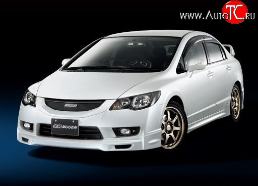6 499 р. Накладка переднего бампера Mugen Style  Honda Civic  FD (2009-2011) седан рестайлинг (Неокрашенная)  с доставкой в г. Керчь