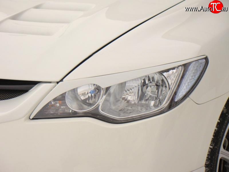 1 149 р. Реснички Mugen v2 на фары  Honda Civic  FD (2005-2011) седан дорестайлинг, седан рестайлинг (Неокрашенные)  с доставкой в г. Керчь