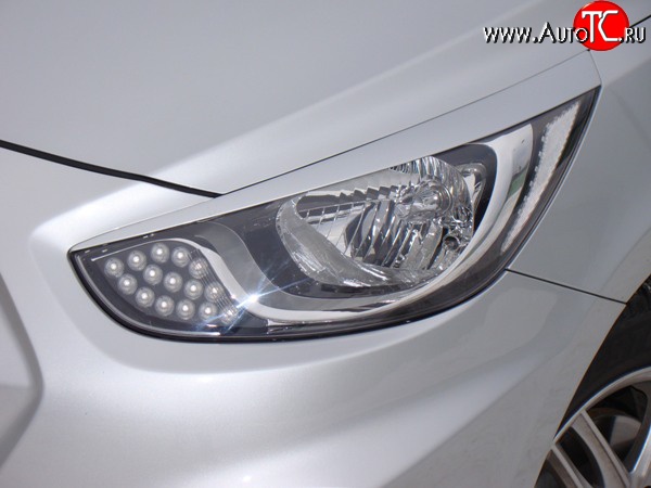 619 р. Реснички Sport V1 Hyundai Solaris RBr хэтчбэк дорестайлинг (2010-2014) (Неокрашенные)  с доставкой в г. Керчь