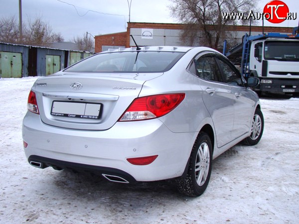 3 999 р. Диффузор заднего бампера Sport var №1  Hyundai Solaris  RBr (2010-2014) седан дорестайлинг (Глянец неокрашенный)  с доставкой в г. Керчь