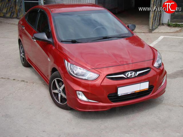 4 399 р. Накладка Sport на передний бампер Hyundai Solaris RBr седан дорестайлинг (2010-2014) (Неокрашенная)  с доставкой в г. Керчь