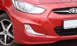 4 399 р. Накладка Sport на передний бампер Hyundai Solaris RBr седан дорестайлинг (2010-2014) (Неокрашенная)  с доставкой в г. Керчь. Увеличить фотографию 2