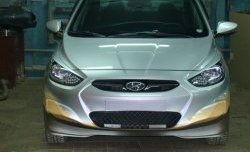 4 399 р. Накладка Sport на передний бампер Hyundai Solaris RBr седан дорестайлинг (2010-2014) (Неокрашенная)  с доставкой в г. Керчь. Увеличить фотографию 3