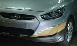 4 399 р. Накладка Sport на передний бампер Hyundai Solaris RBr седан дорестайлинг (2010-2014) (Неокрашенная)  с доставкой в г. Керчь. Увеличить фотографию 4