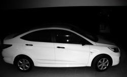 3 599 р. Комплект накладок Sport на пороги автомобиля Hyundai Solaris RBr хэтчбэк дорестайлинг (2010-2014) (Неокрашенные)  с доставкой в г. Керчь. Увеличить фотографию 2