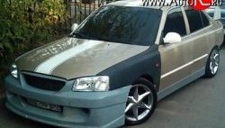 5 949 р. Пороги накладки ATH New Hyundai Accent 2 LC седан дорестайлинг (ТагАЗ) (1999-2012) (Неокрашенные)  с доставкой в г. Керчь. Увеличить фотографию 2