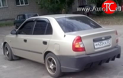 7 499 р. Задний бампер ATH New Hyundai Accent 2 LC седан дорестайлинг (ТагАЗ) (1999-2012) (Неокрашенный)  с доставкой в г. Керчь