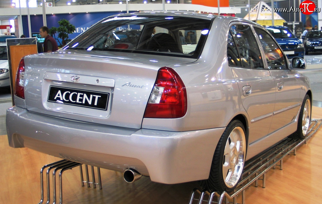 4 699 р. Задний бампер ATH-classic Hyundai Accent 2 LC седан дорестайлинг (ТагАЗ) (1999-2012) (Неокрашенный)  с доставкой в г. Керчь