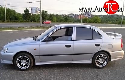 6 549 р. Пороги накладки Street Hyundai Accent 2 LC седан дорестайлинг (ТагАЗ) (1999-2012) (Неокрашенные)  с доставкой в г. Керчь
