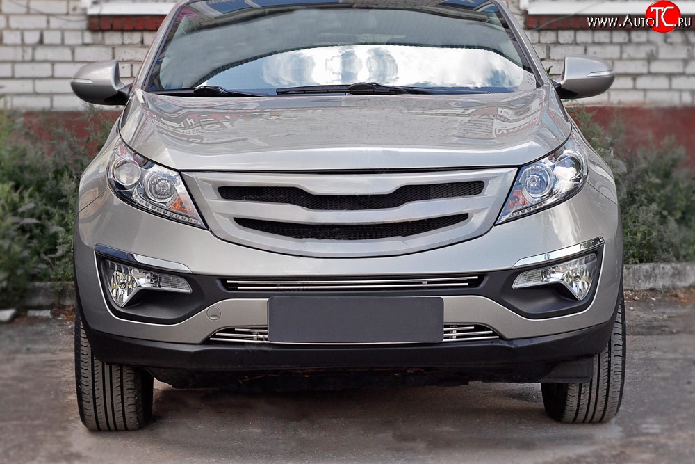 5 349 р. Решётка радиатора RA V2  KIA Sportage  3 SL (2010-2016) дорестайлинг, рестайлинг (С сеткой металлик, Неокрашенная)  с доставкой в г. Керчь