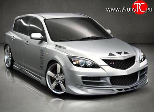11 399 р. Передний бампер EXS Mazda 3/Axela BK дорестайлинг, хэтчбэк (2003-2006) (Неокрашенный)  с доставкой в г. Керчь