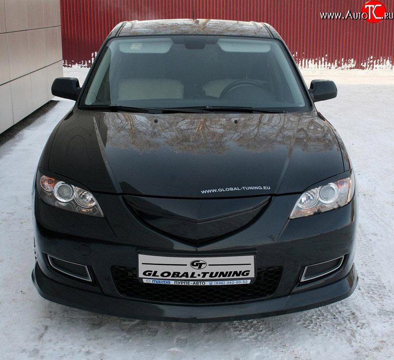 4 849 р. Накладка переднего бампера Global-Tuning  Mazda 3/Axela  BK (2003-2006) дорестайлинг седан (Неокрашенная)  с доставкой в г. Керчь