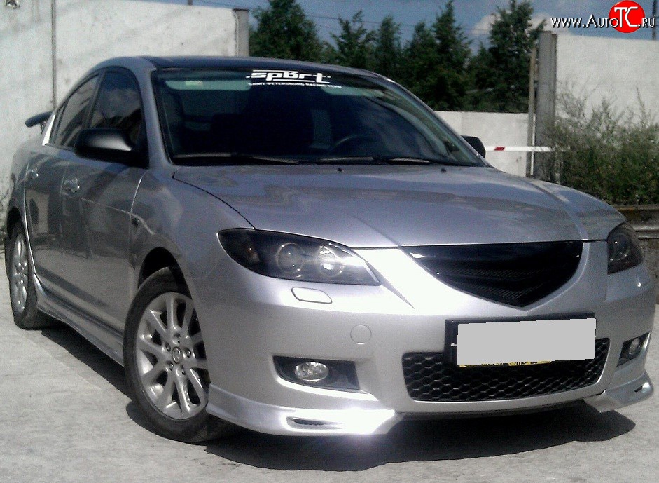 2 309 р. Комплект клыков Sport-V2 на передний бампер автомобиля Mazda 3/Axela BK дорестайлинг седан (2003-2006) (Неокрашенная)  с доставкой в г. Керчь
