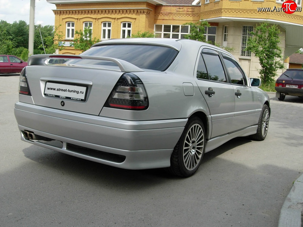 4 049 р. Накладка заднего бампера Rieger Mercedes-Benz C-Class W202 дорестайлинг седан (1993-1997)  с доставкой в г. Керчь