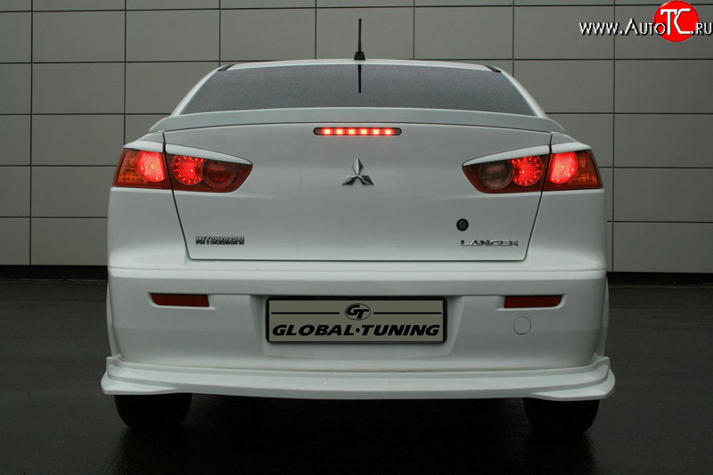 4 749 р. Накладка заднего бампера Mitsubishi Global-Tuning  Mitsubishi Lancer  10 CY (2007-2017) седан дорестайлинг, седан рестайлинг (Неокрашенная)  с доставкой в г. Керчь