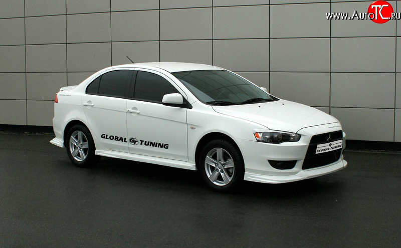 4 749 р. Пороги накладки Global-Tuning Mitsubishi Lancer 10 CY седан дорестайлинг (2007-2010) (Неокрашенные)  с доставкой в г. Керчь