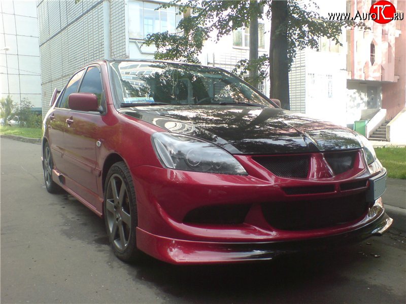 6 399 р. Накладка переднего бампера Evo Mitsubishi Lancer 9 CS универсал 1-ый рестайлинг (2003-2005) (Неокрашенная)  с доставкой в г. Керчь