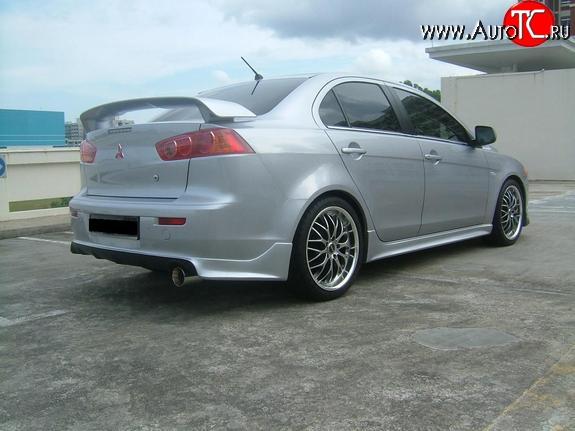 5 299 р. Накладка Zodiak под одинарный выхлоп на задний бампер  Mitsubishi Lancer  10 CY (2007-2017) седан дорестайлинг, седан рестайлинг (Неокрашенная)  с доставкой в г. Керчь