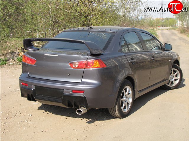5 399 р. Накладка Evo на задний бампер  Mitsubishi Lancer  10 CY (2007-2017) седан дорестайлинг, седан рестайлинг (Неокрашенная)  с доставкой в г. Керчь