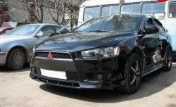 899 р. Вставка переднего бампера (зубатка) Evo Mitsubishi Lancer 10 CY седан рестайлинг (2011-2017) (Неокрашенная)  с доставкой в г. Керчь. Увеличить фотографию 2