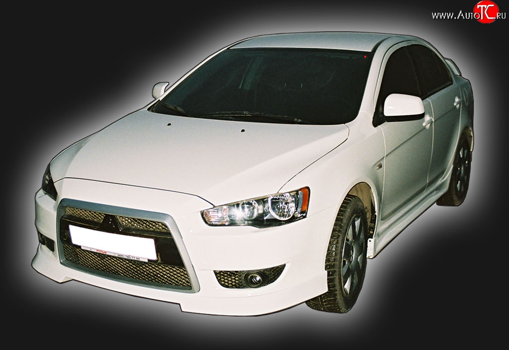4 249 р. Накладка переднего бампера GT Dynamics Mitsubishi Lancer 10 CY седан дорестайлинг (2007-2010) (Неокрашенная)  с доставкой в г. Керчь