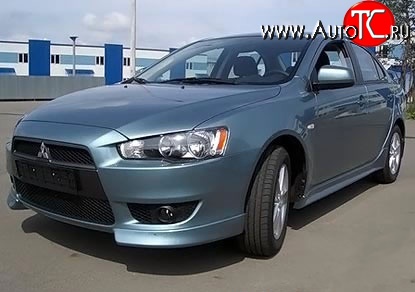2 899 р. Клыки Evo на передний бампер автомобиля  Mitsubishi Lancer  10 CY (2007-2017) седан дорестайлинг, хэтчбэк дорестайлинг, седан рестайлинг, хэтчбек 5 дв рестайлинг (Неокрашенные)  с доставкой в г. Керчь