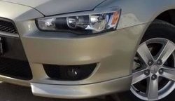 2 899 р. Клыки Evo на передний бампер автомобиля  Mitsubishi Lancer  10 CY (2007-2017) седан дорестайлинг, хэтчбэк дорестайлинг, седан рестайлинг, хэтчбек 5 дв рестайлинг (Неокрашенные)  с доставкой в г. Керчь. Увеличить фотографию 2