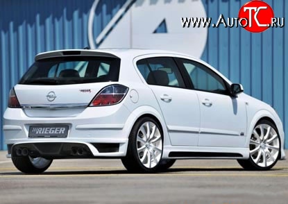 7 999 р. Накладка заднего бампера Rieger Opel Astra H хэтчбек 5дв дорестайлинг (2004-2007) (Неокрашенная)  с доставкой в г. Керчь
