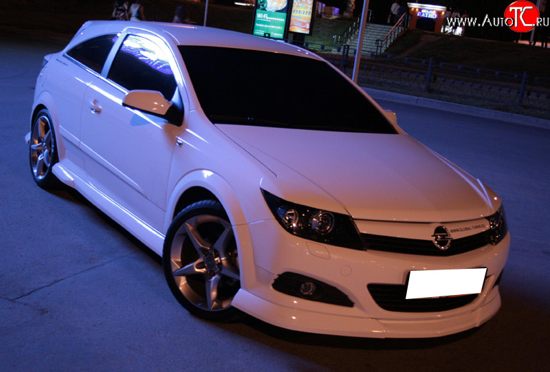4 749 р. Накладка переднего бампера Global Tuning Opel Astra H GTC хэтчбек 3 дв. рестайлинг (2006-2011) (Неокрашенная)  с доставкой в г. Керчь