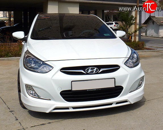 3 399 р. Накладка CT на передний бампер Hyundai Solaris RBr седан дорестайлинг (2010-2014) (Неокрашенная)  с доставкой в г. Керчь