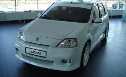 11 999 р. Передний бампер Power DM Renault Logan 1 дорестайлинг (2004-2010) (Без сетки, Неокрашенный)  с доставкой в г. Керчь. Увеличить фотографию 2
