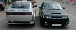 8 149 р. Задний бампер X1 с расширителями арок с расширителями арок Лада 2112 хэтчбек (1999-2008) (Неокрашенный)  с доставкой в г. Керчь. Увеличить фотографию 2